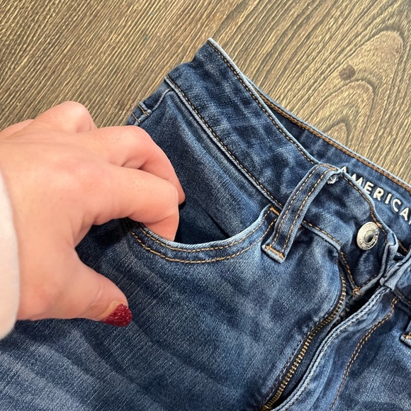 American Eagle Hi-Rise Skinny Jeans 360 Super Stretch Medium Wash Blue Size 2 - Picture 5 of 11